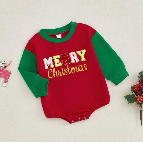 Merry Christmas Embroidered Bodysuit