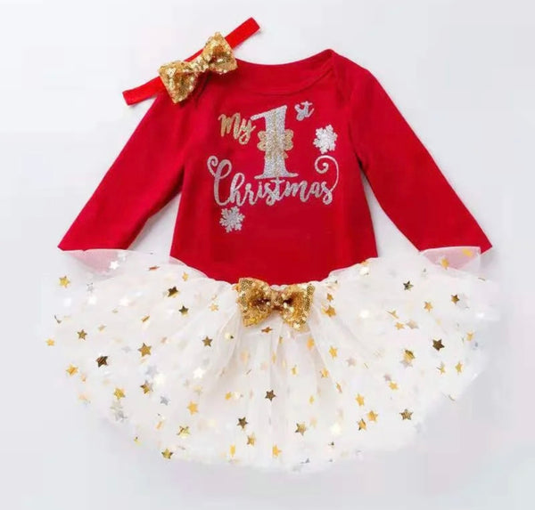 Baby Girls 1st Christmas Skirt Set